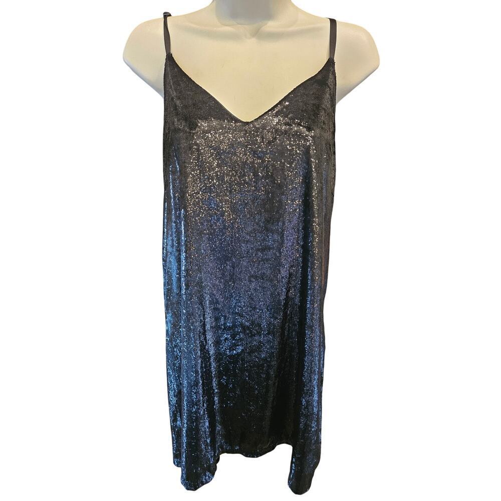 Minkpink - Shadow Lux Tincel Slip Dress in Black M shiny cocktail LBD EUC party
